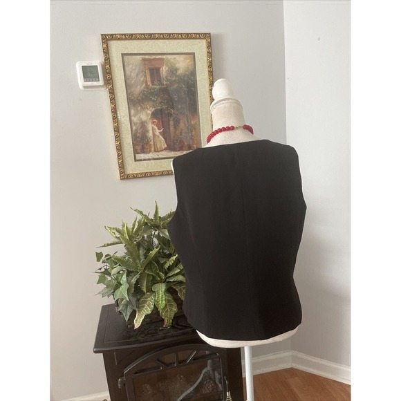 Kasper Size 14 Black Camisole Top Blouse Women Lined V-neck Zipper Side - Picture 4 of 10